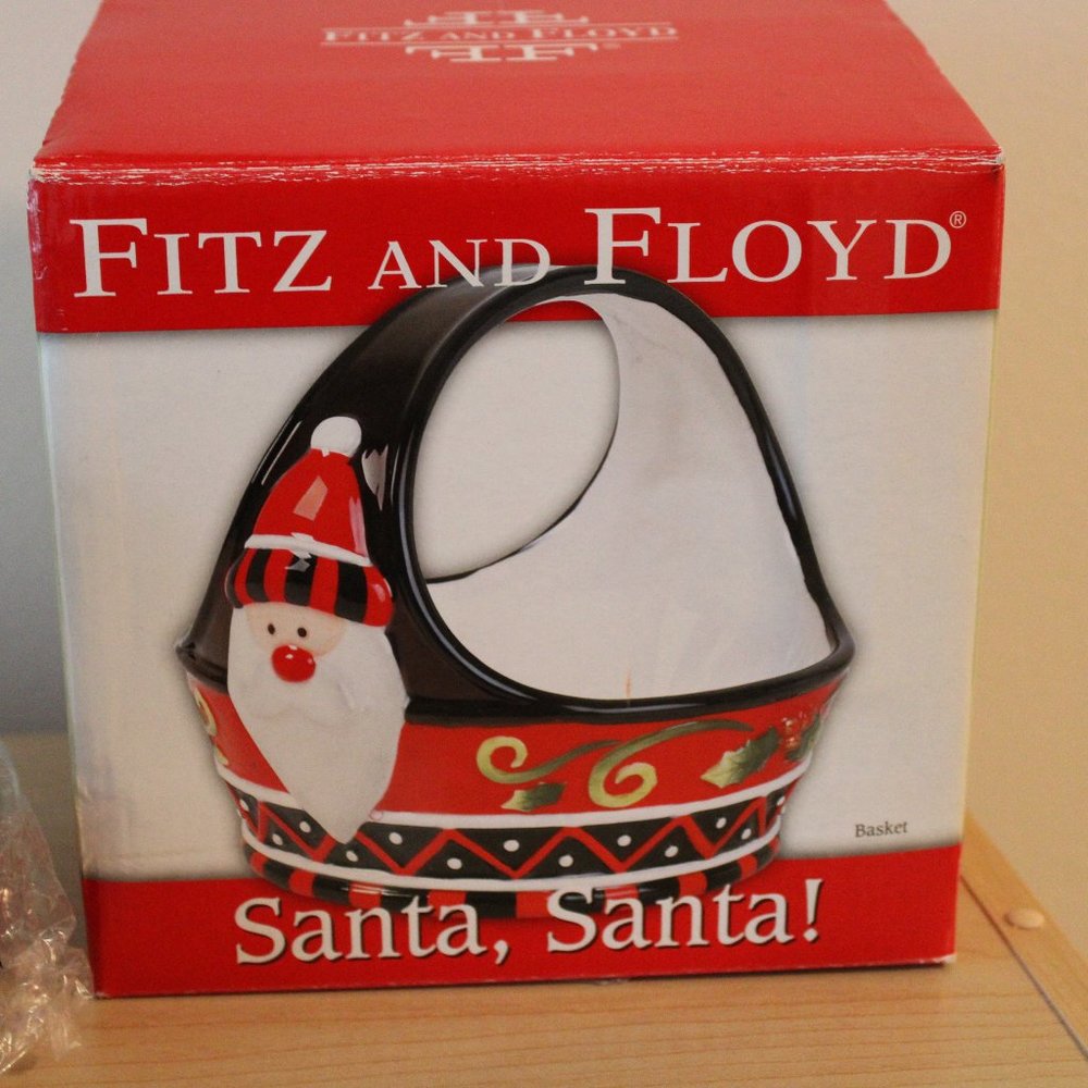 Fitz and Floyd Santa Christmas Basket - New in Box